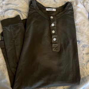 Buck Mason men's small Henley . Dark olive